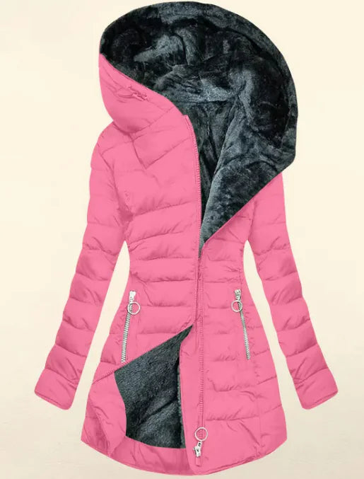 Women's Plush Hooded Cotton-padded Coat