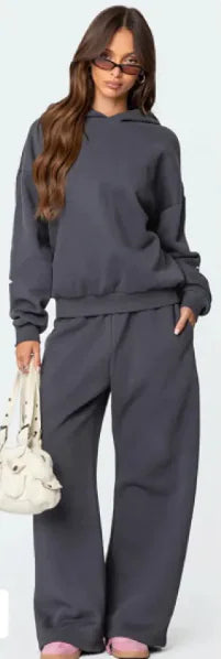 Suit Plus Fleece Hoodie Casual Sports Two-piece Set